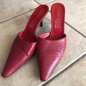 Red heel mules